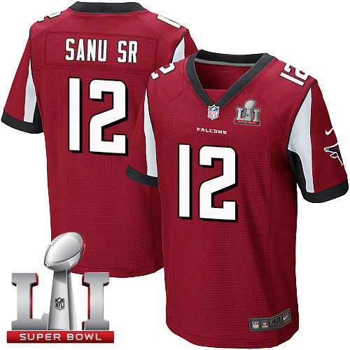 Nike Falcons #12 Mohamed Sanu Sr Red Team Color Super Bowl LI 51 Men's Stitched NFL Elite Jersey